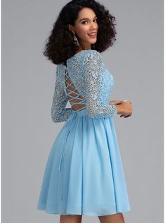 JJ's House Lace Chiffon Scoop Fall A-line General Plus Back Zip Sweet & Flow Elegant Skater Dresses Other Colors Height:5.8ft（176cm） Bust:32in（82cm）Waist:24in（61cm）Hips:35in（89cm） No Short Blue Model Name:Katy  Height:5.7ft（173cm）  Bust:40in（101cm）  Waist:32in（83cm）. #JJ's House #Lace #Chiffon #Scoop #Fall #Aline #General #Plus #BackZip #Sweet&Flow #Elegant #SkaterDresses #OtherColors #No #Short #Blue Mini Homecoming Dresses, Cheap Homecoming Dresses, India Dress, Dress Homecoming, Dresses Chiffon, Bridesmaid Dresses Online, Lace Homecoming Dresses, Dress Chiffon, Homecoming Dresses Short