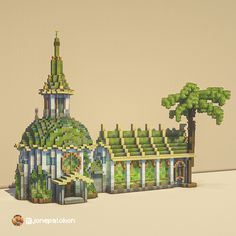 an image of a building made out of legos with trees on the top and bottom