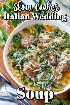 italian wedding soup with meatballs and spinach