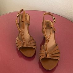 Beautiful Tan Leather Sandal With Lovely Details, 3” Cork Wedge. Never Worn! Tan Leather Sandals, Womens Clarks, Clarks Shoes, Cork Wedge, Wedge Heels, Tan Leather, Leather Sandals, Women's Shoes Sandals, New Color