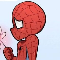 a spider man holding a flower in his hand