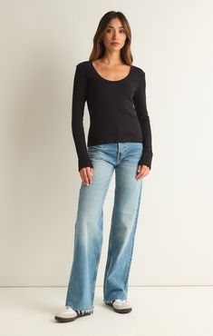 It's all sleek lines and elevated feels with the Sirena Rib Long Sleeve Tee. Z SUPPLY Women's Sirena Rib Long Sleeve T-Shirt, Black, Extra Small Sleek Fitted Tops For Everyday, Stretch Black Long Sleeve Top, Black Stretch Long Sleeve Top For Everyday, Chic Tops For Layering With Relaxed Fit, Chic Relaxed Fit Tops For Layering, Classic Stretch Long Sleeve Top For Spring, Chic Stretch Long Sleeve Top For Everyday, Classic Long Sleeve Stretch Top For Spring, Versatile Stretch Long Sleeve Top For Everyday