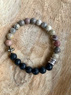 "The Luchenbach Collection Introducing a new masculine and stylish collection for men and boys with agate stones, lava rock, wood beads, tiger eye, etc.  When your college boy asks you to make a bracelet you run with it and you name the collection what your late father called said college boy BEFORE he was born ❤️ This one's for you ol' Padna 🥰  All proceeds go to said college boy's college expenses 🤣 ol' Luchenbach ❤️ Natural jasper stone & lava rock bracelet ~ handmade jewelry ~ gift for men College Boy, Masculine Jewelry, College Expenses, Lava Rock Bracelet, Bracelet Set Silver, Gold And Silver Bracelets, Lava Bracelet, Masculine Men, Diffuser Bracelets