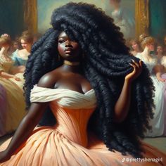 a painting of a woman with long hair