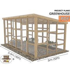 an image of a greenhouse with measurements for the roof and side walls, shown in front of a white background