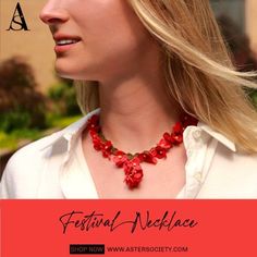 Whether you’re looking to add some Mediterranean flavor, a vibrant pop of color, or both to your outfit, our Red Festival Necklace brings the joys of Mediterranean festivities to your wardrobe. 🌺 Festival Necklace, Shop Necklaces, Color Pop, Shop Now, Festival