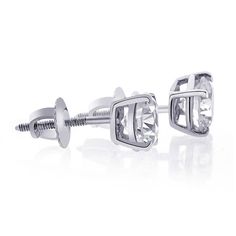 This lovely pair of round diamond stud earrings are carefully matched for size and sparkle. The total weight is 1.41 ct. (approx. 0.70 ct. each) and display beautiful colorless to near colorless F to G color and immaculately eye clean VS-2 enhanced clarity. They are skillfully set into the prongs of this 14 kt. white gold stud mounting with secure fitting screwback posts. For more information, contact Avital & Co Jewelry at (212) 764-6851 Payment: Payment must be received within 2 business d Round Diamond Stud Earrings, Diamond Earrings Studs Round, White Gold Studs, Diamond Stud Earrings, Gold Stud, Diamond Stud, Round Brilliant Cut Diamond, Gold Studs, Round Cut Diamond