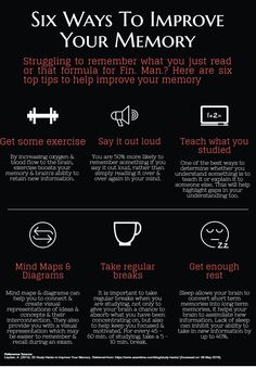 the six ways to improve your memory infographical poster with instructions on how to use it