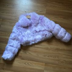 Cropped, Lilac Faux Fur, Never Worn. Nwt - New With Tags Cropped Jacket With Faux Fur Trim For Winter, Purple Long Sleeve Fur Coat With Faux Fur Trim, Purple Faux Fur Coat For Winter, Winter Purple Faux Fur Coat, Purple Faux Fur Winter Outerwear, Purple Faux Fur Outerwear For Winter, Winter Purple Faux Fur Outerwear, Purple Outerwear With Faux Fur Lining For Fall, Purple Faux Fur Outerwear For Fall