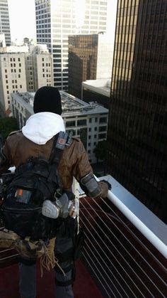 a person with a backpack walking up a ramp