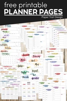 the free printable planner pages for planners