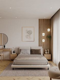 ✨Find peace in a neutral-toned bedroom. Beige, gray, and white combine to create sophisticated and relaxing spaces. #neutralbedroom #zendecor #hometrends2024✨ City Condo Interior Design, Bedroom With 2 Windows, Small Hotel Room Interior, 3x4 Bedroom Design, Beds In Small Rooms, Bed Next To Window, Bedroom Hotel Style, Japandi Room, Ideas Dormitorio