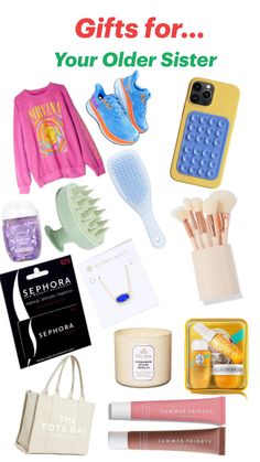 gifts for your older sister on mother's day, including shoes, hairbrushes and other personal care items