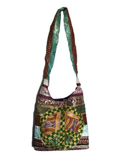 Patchwork tote bag covered in embroidery, sequins, and metallic thread and featuring a peace sign. 13x13x3 inches. 20 inch strap drop. Zipper top, Inside zipper pocket.  Each bag is unique, please see photo. Handmade in India. The weaving irregularities and shade variations are characteristic of the fabric and in no way to be taken as defects. Patchwork Tote Bags, Bag Cover, Zipper Top, Metallic Thread, Peace Sign, Boho Hippie, No Way, Hippie Boho, Zipper Pocket