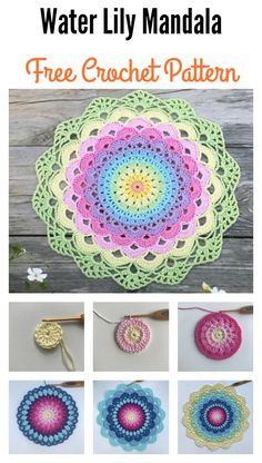 crochet patterns for water lily medallions are featured in the book, free crochet pattern