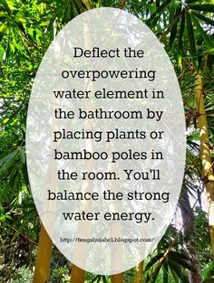 a quote about water element in the bathroom by placing plants or bamboo poles in the room you'll balance the strong water energy