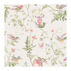 a wallpaper with birds and flowers on it