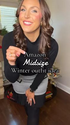 Amazon winter dressy outfit idea Midsize outfits Size large in top and skirt #ltkvideo #LTKSeasonal #LTKMidsize #LTKHoliday Winter Dressy Outfits, Outfit Ideas Midsize, Womens Winter Coats, Dressy Outfit, Midsize Outfits, Womens Winter, Top And Skirt, Bow Earrings