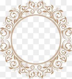 a circular frame with an ornate pattern on the bottom and sides, in gold color