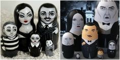 two pictures one with dolls and the other with creepy faces