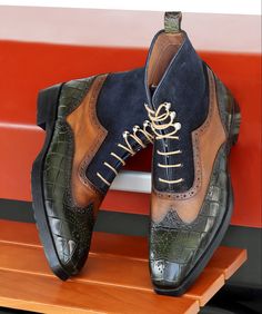 Wingtip Boots, Quality Leather Boots, Mustard Green, Black Men Fashion Swag, Shoe Making, Custom Design Shoes, Ankle Dress, Mens Fashion Classic