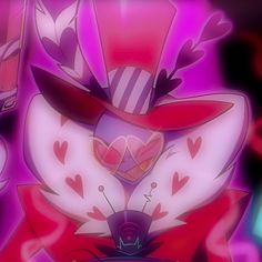 an animated image of a person wearing a top hat and holding a plate with hearts on it