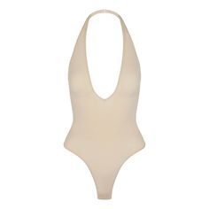 SEAMLESS SCULPT DEEP PLUNGE THONG BODYSUIT | SAND Low Cut Bodysuit, Deep Plunge, Low Back, Low Cut, Shapewear, Long Dress, Adjustable Straps, Layering, Wedding Ideas