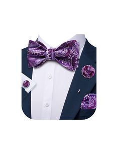 PRICES MAY VARY. LUXURY BOX - 1*Men Self-Tied Bowtie+1*Floral Fashion Lapel Pin+1*Designer Pocket Square+1Pair*Stylish Cufflinks.YOHOWA has more than 1,000 styles of BOWTIES TIES waiting for your choice,please click the brand name"YOHOWA". CUSTOMER NOTICE - This bowtie is SELF TIE,and you need to tie it yourself.YOHOWA is a professional shop in terms of ties/neckties.The self bow tie for men make you very GENTLEMAN and ATTRACTIVE.You can DIY your favorite style, show your characteristic. SELF-TIE SIZE - YOHOWA men bowtie Length*Width:4.3"*2.7", silk bowtie adjustable fit Neck size:13" to 19",paisley handkerchief size:8.6*8.6inches(22*22cm). VARIETY STYLES&COLORS - YOHOWA bowtie men has more than 1000 products, and various colors. There must be a perfect fit for you! Please click to enter " Elegant Purple Suit And Tie Accessories For Groom, Elegant Purple Groom's Sets, Elegant Purple Groom's Wedding Set, Elegant Sets With Ties As Gift, Purple Suit And Tie Accessories For Groom, Classic Purple Formal Sets, Elegant Sets With Bow Tie For Wedding, Elegant Party Sets With Bow Tie, Elegant Wedding Sets With Bow Tie