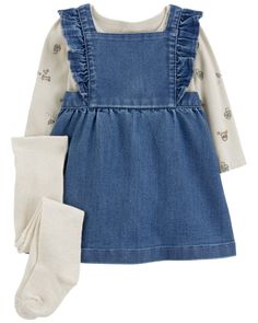 Cute Baby Outfits, Baby Girl In Overalls, Denim Outfit Fall, Baby Girl Overalls, Denim Bodysuit, Baby Denim Overalls, Baby Winter Romper, Denim Jumper Dress, Carters Baby Girl Clothes