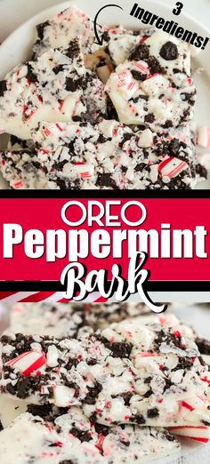 oreo peppermint bark recipe on a white plate