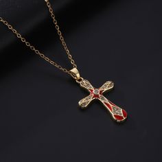 Color: A,B,C,D,E,F Fashion Element: Cross Style: Palace Style Vintage Cross Necklace, Necklace With Stone, A B C D, Women Accessories Jewelry, A B C, Christian Women, Vintage Necklace, Cross Pendant, Stone Color