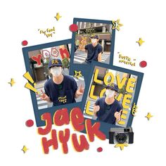 three photos with the words love, love, and jack hylk on them