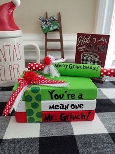 christmas presents wrapped in green and red paper