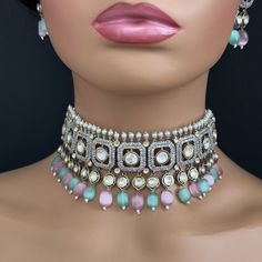 Mint Pink Premium Dual Tone uncut Polki Kundan Choker,Sabyasachi choker, Bollywood Indian Pakistani jewelry for wedding , Bridal jewelry Gold-plated foiled Kundan necklace set. Regular Size And Adjustable Ships from California, USA Delivery in 2-5 business days in the USA. Other colors can be found here https://www.etsy.com/listing/1423048212/red-premium-dual-tone-uncut-polki-kundan?ref=listings_manager_grid https://www.etsy.com/listing/1437261349/mint-premium-dual-tone-uncut-polki?ref=listings_ Bollywood Style Choker For Reception Hand Set, Heavy Choker Bridal Necklace For Reception, Heavy Bridal Choker Necklace For Reception, Heavy Bridal Choker For Reception, Heavy Chandbali Choker For Reception, Heavy Bollywood Bridal Choker Necklace, Stone Work Choker For Reception And Diwali, Bollywood Style Bridal Choker Necklace For Reception, Diwali Reception Choker With Stone Work