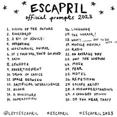 an image of a black and white poster with the words escapril