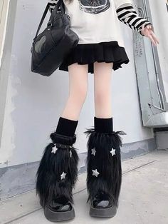 𝔇𝔢𝔱𝔞𝔦𝔩𝔰: Style: Harajuku, Altfashion, Animewear, Punk Material: Vegan fur Quantity: 1 pair Highlights: Made with super soft knitting material, comfy to wear Easy to style with platform shoes and adds warmth to your body Enjoy free shipping with a purchase of over 80$ Black Harajuku Leg Warmers For Fall, Harajuku Style Black Leg Warmers For Fall, Black Harajuku Style Leg Warmers For Fall, Punk Style Winter Leg Warmers For Streetwear, Harajuku Style Black Leg Warmers For Winter, Casual Leg Warmers For Cosplay In Winter, Black Leg Warmers For Fall Streetwear, Casual Winter Leg Warmers For Party, Black Punk Leg Warmers For Halloween