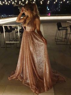 Champagne Sparkly A-Line/Princess Ruffles Sequins Sweep/Brush Train V-neck Sleeveless Prom Dresses on Storenvy Army Ball Gowns, Sequin Dress Long, Kelsey Rose, Ruffle Prom Dress, Princess Sleeves, V Neck Prom Dresses, Make Your Own Dress, Prom Dresses Sleeveless, Sleeveless Dresses