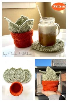 crocheted coffee cup cozyies are easy to make