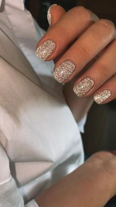 New Years Gel Manicure, Pedicure Ideas New Years Toenails, Silver And Gold Gel Nails, New Year Holiday Nails, Ney Year Nails, After New Years Nails, Silver Glitter Nails Acrylic Sparkle, Taupe Glitter Nails, New Year’s Eve Dip Nails