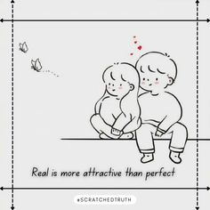 two children hugging each other with the caption real is more attractive than perfect