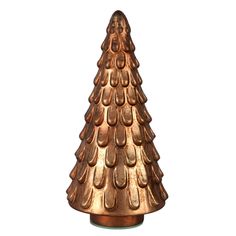 a copper colored metal christmas tree on a white background