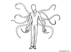 a drawing of a man with long hair and an octopus tail on his back, in black and white