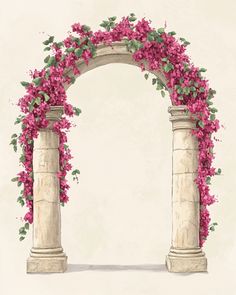 an arch with pink flowers on it