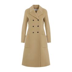 Sophisticated double-breasted Lanvin coat crafted from a luxurious blend of virgin wool and cashmere. This elegant piece showcases a notched collar, long sleeves, front buttoned fastening, side pockets, and a back slit detail that enhances the silhouette.

- Midi length design  
- Composition: 70% virgin wool, 30% cashmere  
- Straight hemline Parisian Chic, Double Breasted Coat, Notched Collar, Outerwear Coats, Lanvin, Midi Length, Clothes For Sale, Double Breasted, Dolce And Gabbana