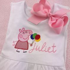 birthday Peppa pig  name Peppa Pig Birthday, Pig Birthday, Peppa Pig, Birthday Balloons, Kids Tops, Gender Neutral, Balloons, Kids Outfits, Drawings