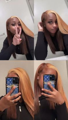 Peekaboo Hair Color Black And Blonde, Silk Press Peek A Boo Color, Ginger And Black Hair Black Women, Black Women Colored Hair Natural, Color 30 Hairstyles, Whole Head Dyed Hair, Ways To Dye Ur Hair, Natural Dyed Hair Black Women, Hair Colors On Brown Skin