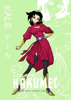 an anime character in a red dress and yellow shoes with her hands on her hips