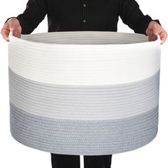 PRICES MAY VARY. Extra Large Jumbo Size 22" x 14" Cotton Rope Storage Baskets - Big enough to store bulky items like extra blankets, comforters, duvets, throw pillows, cushions, and stuffed animals, winter clothing, laundry, and more. It offers plenty of space for smaller miscellaneous items too, like books, magazines, and toys, to keep your living space neat and tidy! Decorative Multi-purpose Woven Baskets - A stylish, practical alternative to other boring storage solutions. Not only will our b Basket Blanket, Towel Basket, Rope Storage, Basket Laundry, Dog Toy Storage, Toy Storage Baskets, Blanket Basket, Laundry Hamper, Cotton Rope