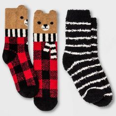 Kids' M/L Bear Cozy Crew Socks Wondershop Winter Plaid & Striped Red/Black Description: Crew socks that go great with a casual look Made from a lightweight fabric that will let your feet breathe Graphic print for added fun Material: 98% Polyester, 2% Spandex Package Quantity: 2 Height Type: Crew Brand: Wondershop  Model: Crew socks Size: M/L Material: 98% polyester, 2% spandex Color: Black Item Condition: New Comments: Other details: MSRP: $0.00 UPC: [[UPC\EAN\ISBN]] All items are available for Winter Plaid, Comfy Fits, Crew Socks, Graphic Prints, Fitness Fashion, Kids Outfits, Black And Red, Socks, Plaid