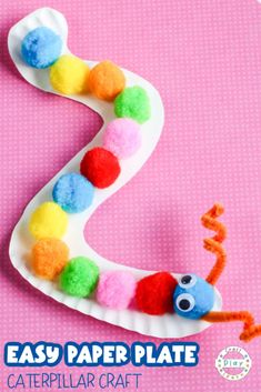 an easy paper plate caterpillar craft for kids to make with the letter s